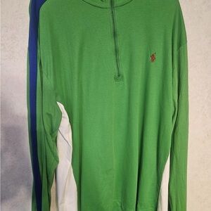 Ralph Lauren Green and Blue Zip-Up Sweater